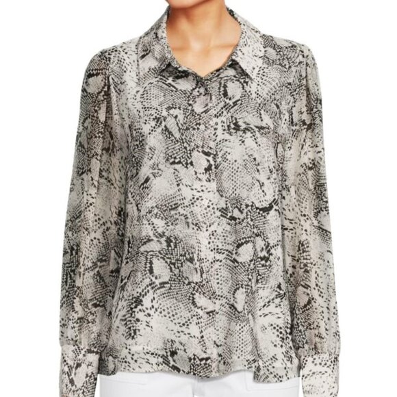 Calvin Klein Snakeskin Button Up Shirt Blouse Top Plus 1X Chiffon Lined $99 nwt - Picture 4 of 8